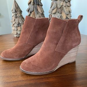 Lucky Brand Yoniana Ankle Boots Booties Women's Size 8.5 Cognac Brown Suede EXC!